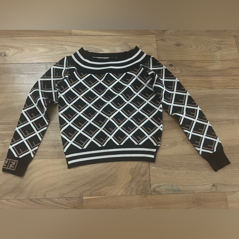 Fendi Deco Print Off Shoulder Sweater for women